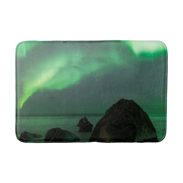 Aurora Borealis | Lofoten Strand Norge Badrumsmatta (Framsidan)
