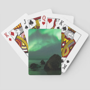 Aurora Borealis Lofoten Strand Norge Casinokort