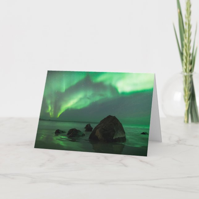 Aurora Borealis | Lofoten Strand Norge Kort (Framsida)