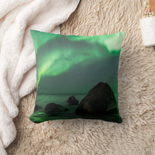 Aurora Borealis | Lofoten Strand Norge Kudde (Filt)