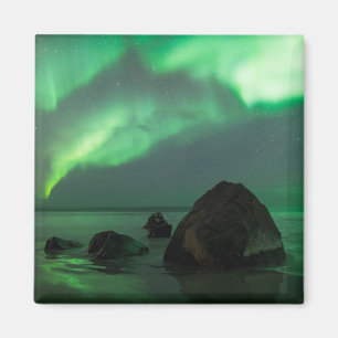 Aurora Borealis Lofoten Strand Norge Magnet