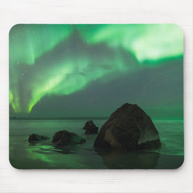 Aurora Borealis | Lofoten Strand Norge Musmatta (Framsidan)