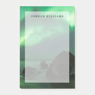 Aurora Borealis Lofoten Strand Norge Post-it Block