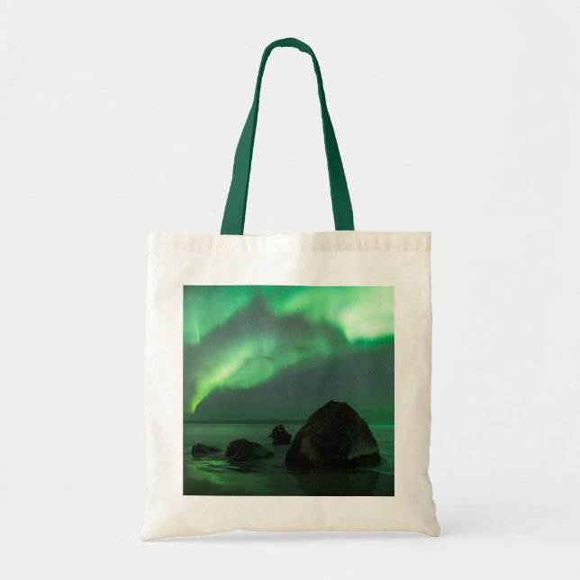 Aurora Borealis | Lofoten Strand Norge Tygkasse (Framsidan)