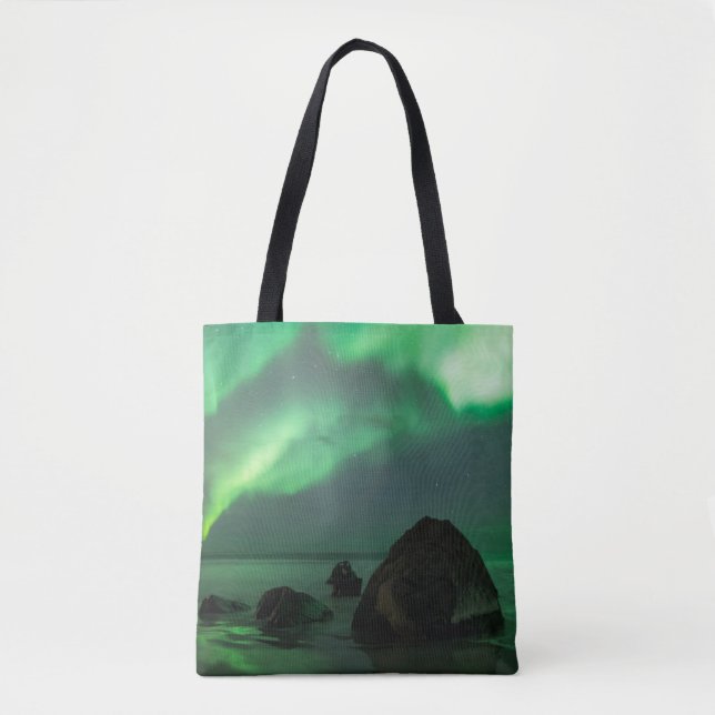 Aurora Borealis | Lofoten Strand Norge Tygkasse (Framsida)