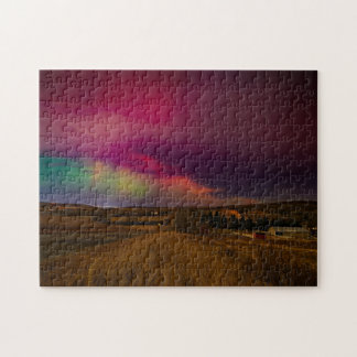 Aurora Borealis Nattlig himmel | Alberta Prairie L Pussel