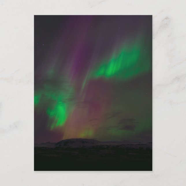 Aurora Borealis Nature Lands Northern Ljus Träd Vykort (Framsida)