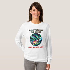 Aurora Borealis Night Skiing Äventyr T Shirt