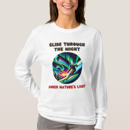 Aurora Borealis Night Skiing Äventyr T Shirt