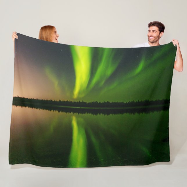 Aurora Borealis Norra ljus Arktiska Grönten Natt Fleecefilt (På plats)