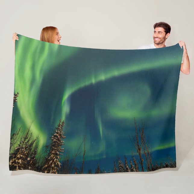Aurora Borealis Norra ljus Arktiska Grönten Natt Fleecefilt (På plats)