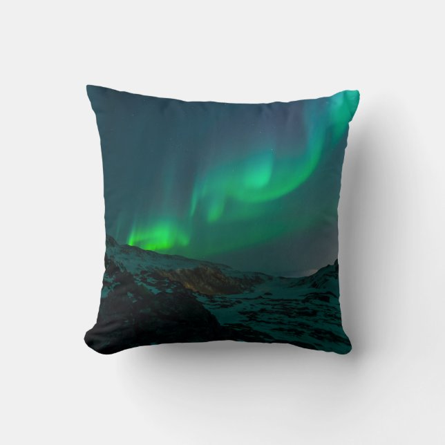 Aurora Borealis Norra ljus Arktiska Grönten Natt Kudde (Framsida)