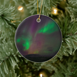 Aurora Borealis Norra ljus arktiska natten himlar Julgransprydnad Keramik