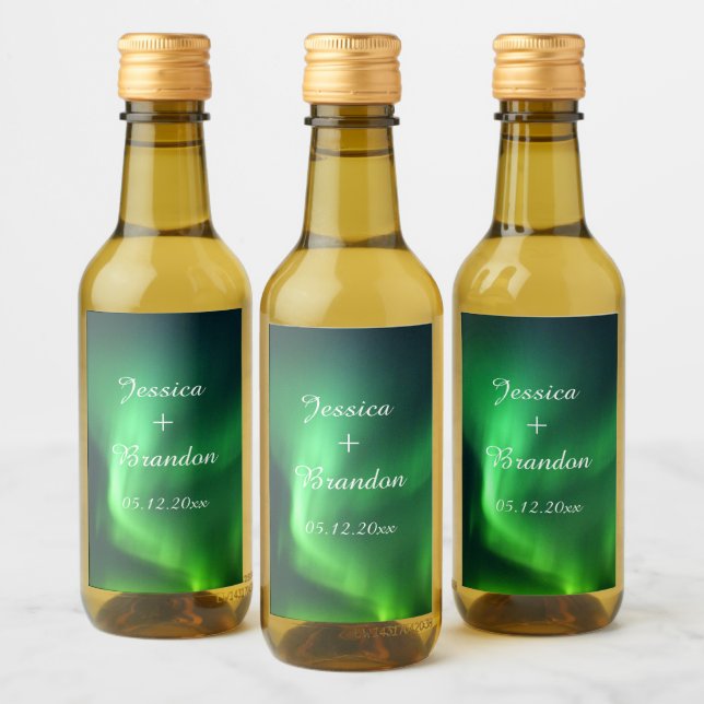 Aurora Borealis norra ljus Bröllop Vinetikett (Flaskor)