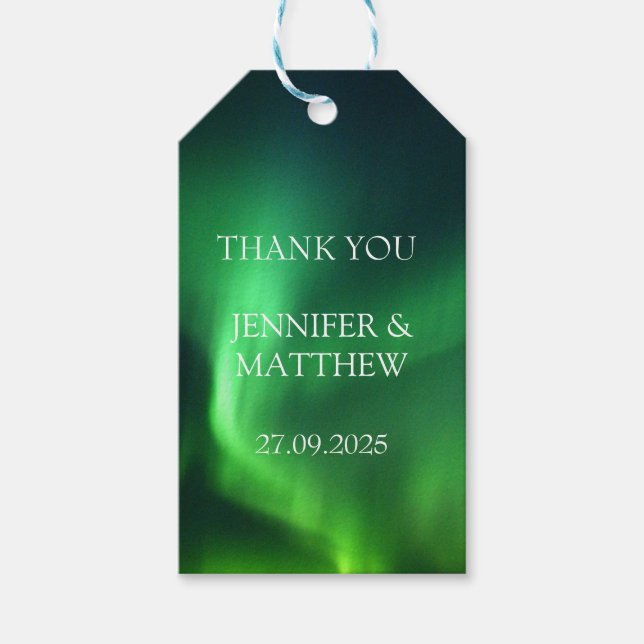 Aurora Borealis norra Ljus Elegant bröllop Presentetikett (Framsidan)