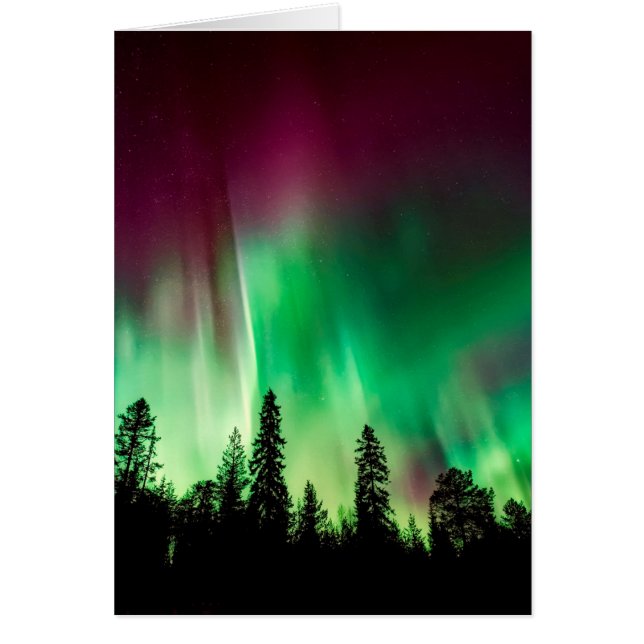 Aurora borealis norra ljus hälsningskort (Framsidan)