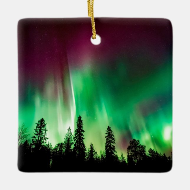 Aurora borealis norra ljus julgransprydnad keramik (Framsida)