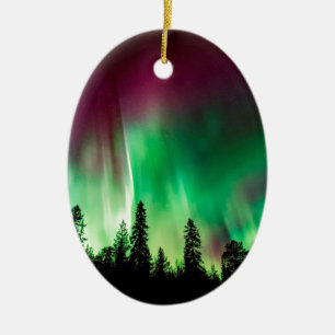 Aurora borealis norra ljus julgransprydnad keramik