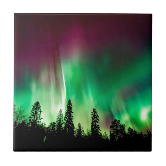 Aurora borealis norra ljus kakelplatta (Framsidan)