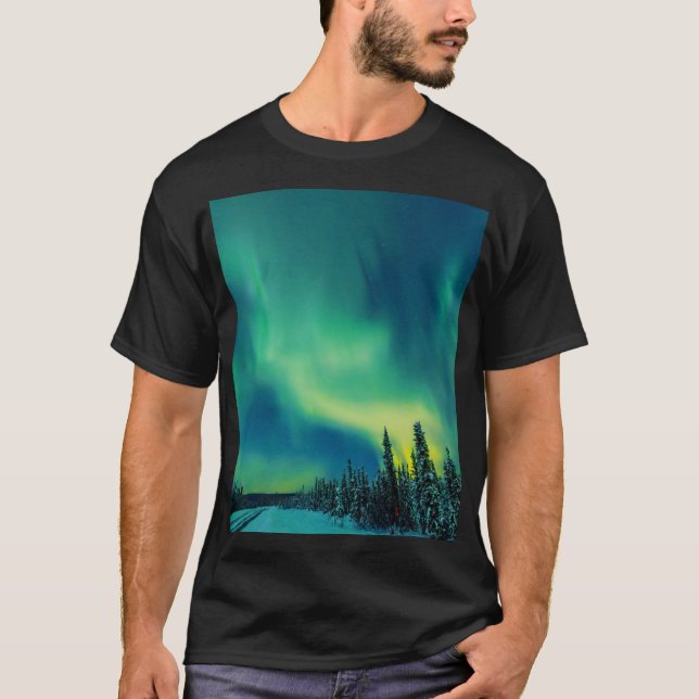 Aurora Borealis Norra ljus Norge Arktis T Shirt (Framsida)