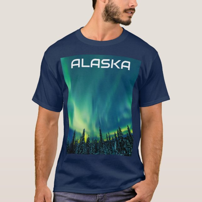 Aurora Borealis Norra ljus Norge Arktis T Shirt (Framsida)
