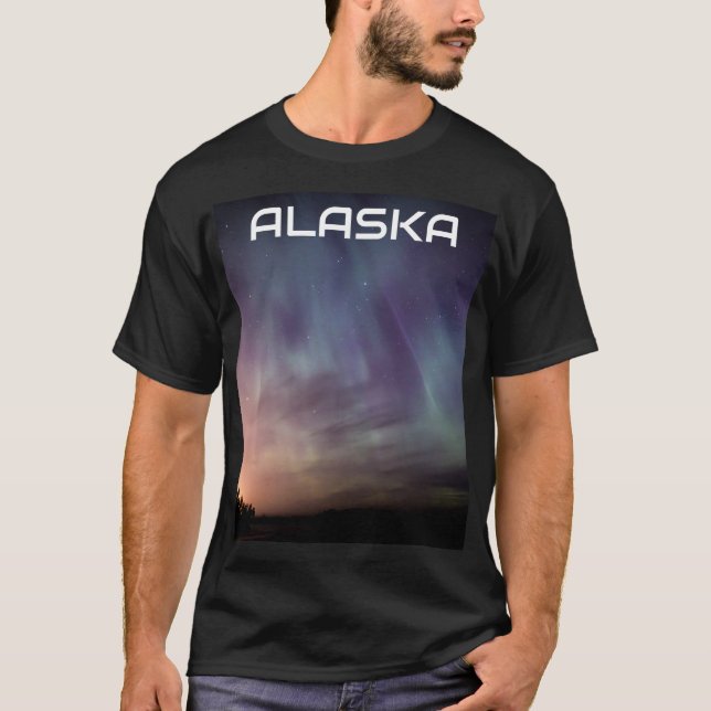 Aurora Borealis Norra ljus Norge Arktis T Shirt (Framsida)