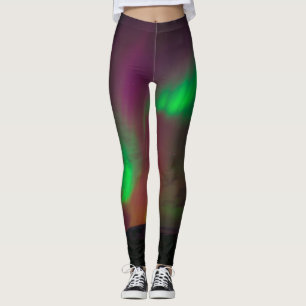 Aurora Borealis norra ljus vinterstjärnor himlar Leggings