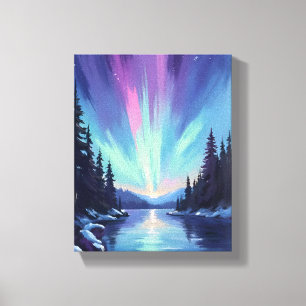 Aurora Borealis Norrsken Akvarell Canvastryck