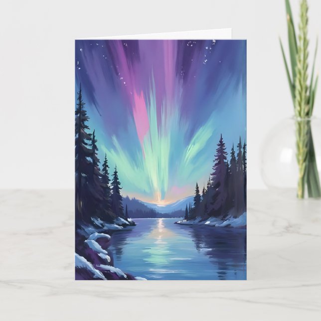 Aurora Borealis | Norrsken Akvarell Kort (Framsida)