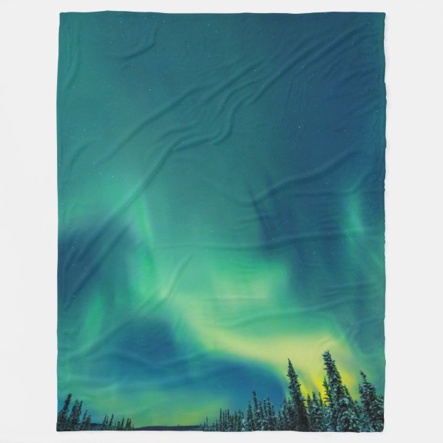 Aurora Borealis Norrsken Arktis Grön Natt Fleecefilt (Framsidan)