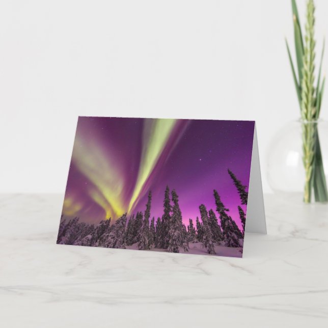 Aurora Borealis Norrsken Fairbanks Alaska Kort (Framsida)