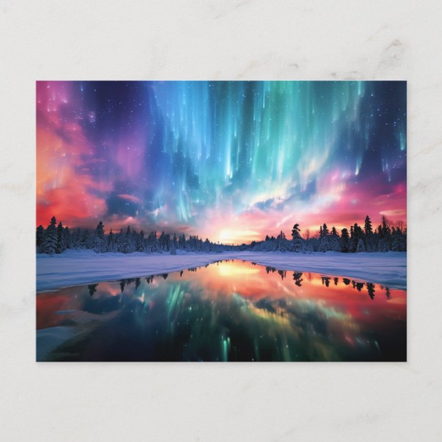 Aurora Borealis, Norrsken, Helg Vykort (Framsida)
