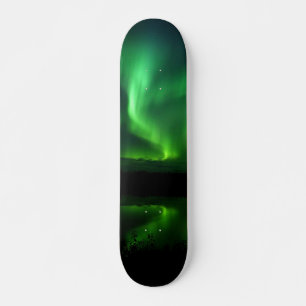 Aurora Borealis Norther Ljus Alaska Himlar Grönt Mini Skateboard Bräda 18,5 Cm