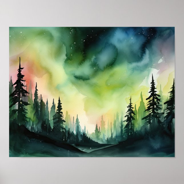 Aurora Borealis Northern Ljus Art Print Poster (Framsidan)
