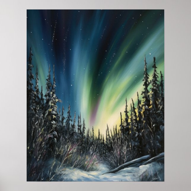 Aurora Borealis Northern Ljus Art Print Poster (Framsidan)