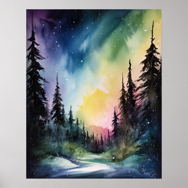 Aurora Borealis Northern Ljus Art Print Poster (Framsidan)
