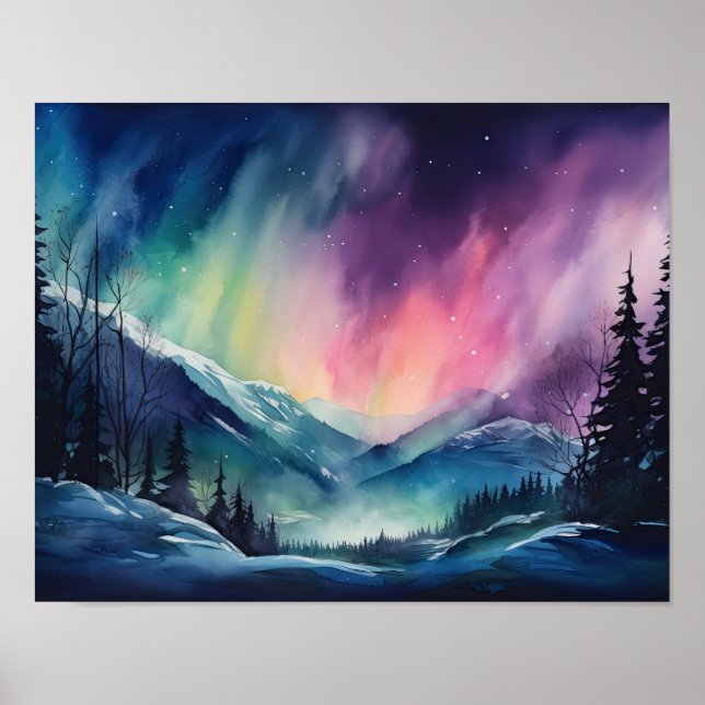Aurora Borealis Northern Ljus Art Print Poster (Framsidan)
