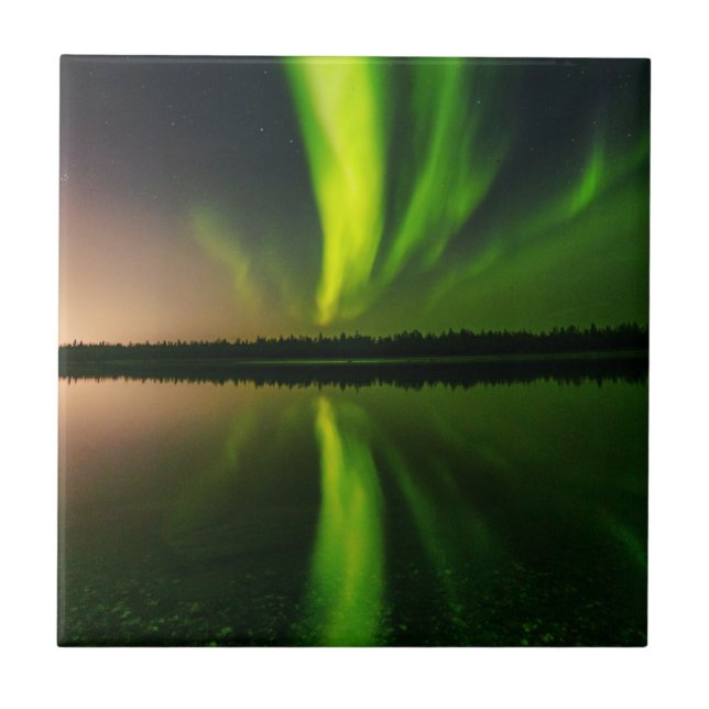 Aurora Borealis Northern ljus Norge Kakelplatta (Framsidan)