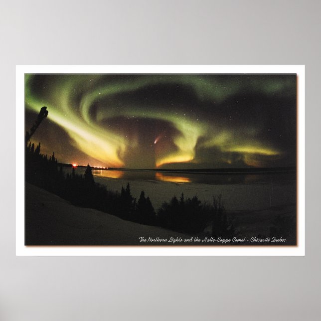 Aurora Borealis och Hale-Bopp Comet Poster (Framsidan)