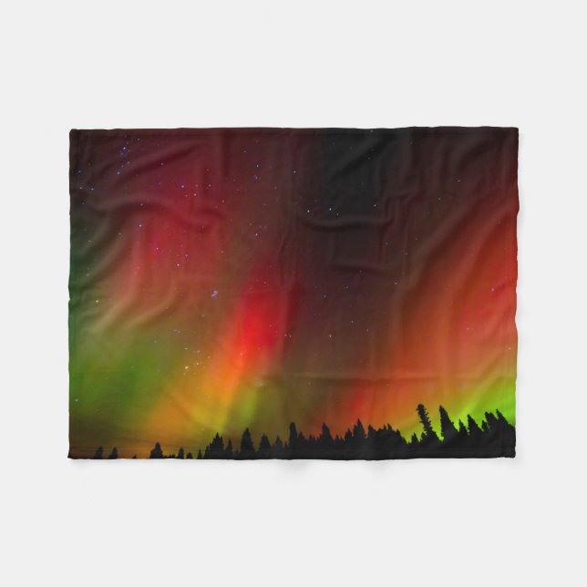 Aurora Borealis och träd Fleecefilt (Framsidan (Horisontell))