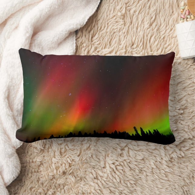 Aurora Borealis och träd Lumbarkudde (Filt)