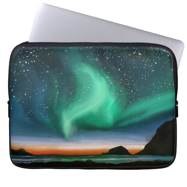 Aurora Borealis - Oljemålning Laptop Fodral (Framsidan)
