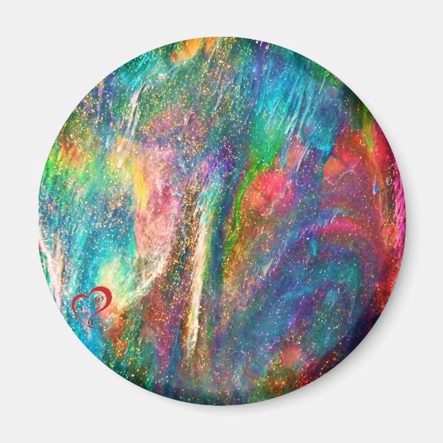 Aurora Borealis Original Abstrakt Artwork Sangria Magnet (Framsidan)
