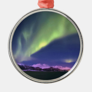 Aurora Borealis ovanför Lyngenfjorden Norge Julgransprydnad Metall