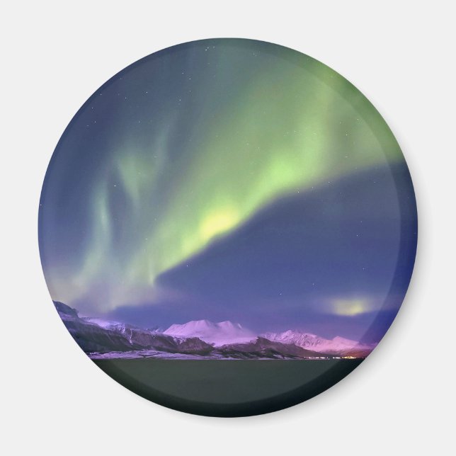 Aurora Borealis ovanför Lyngenfjorden Norge Magnet (Framsidan)