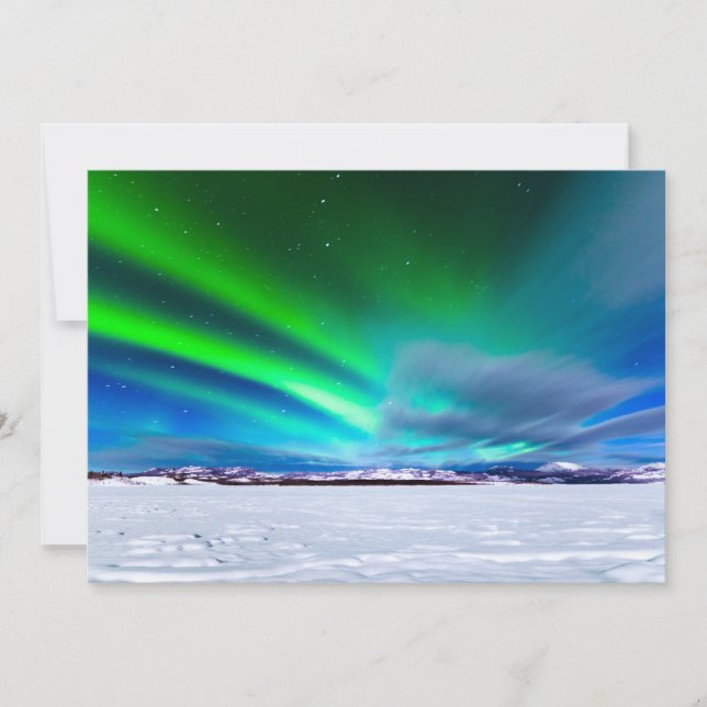 Aurora borealis över fryst Sjö Laberge, Yukon (Framsida)