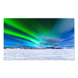 Aurora borealis över fryst Sjö Laberge, Yukon Fototryck