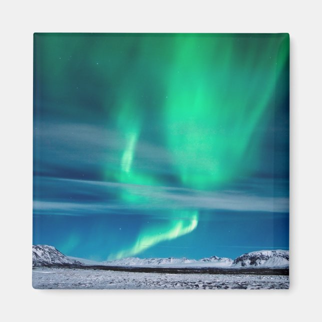 Aurora Borealis over Mosfellsheiði Magnet (Framsidan)