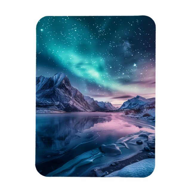 Aurora Borealis över snöberg liggande Magnet (Vertikal)