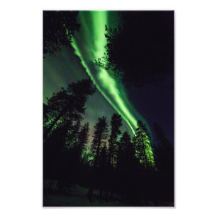 Aurora borealis på finska Lappland Fototryck